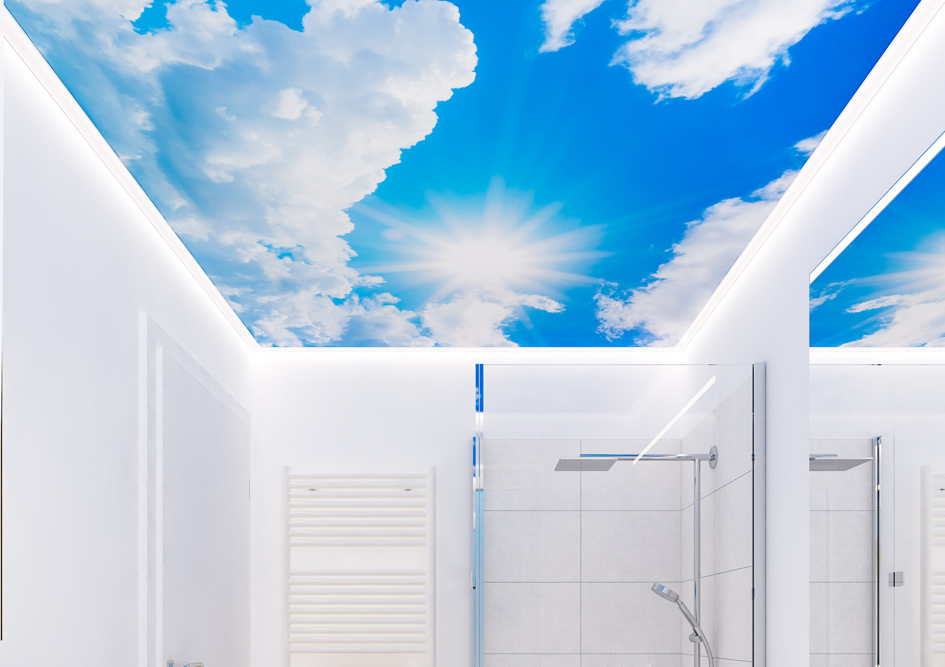 easysky Baddecken Druckmotiv Wolken über Duschkabine
